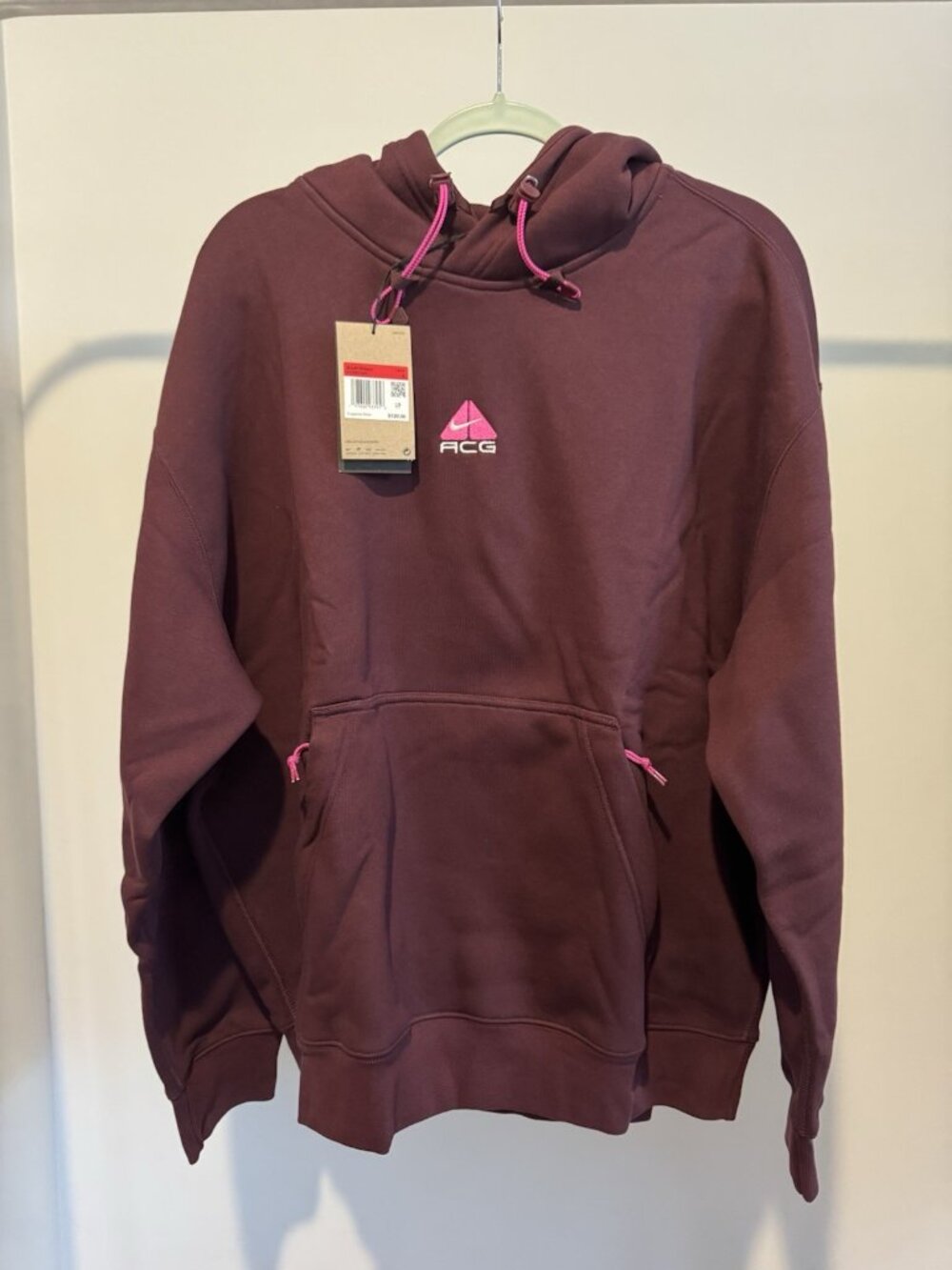 Nike ACG Therma-FIT Hoodie Men's Large Dark Beetroot Pink Fleece NWT $120